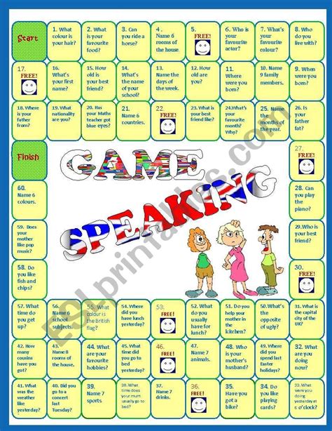 Speaking Activity Revision Board Game Speaking Activities English