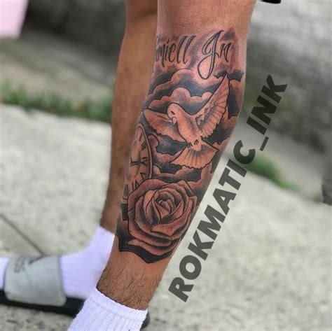 Leg Tattoo By Rokmatic Ink Calf Sleeve Tattoo Leg Tattoos Forearm
