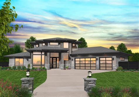 Modern Prairie Style Two Story Modern Prairie Style Home Design