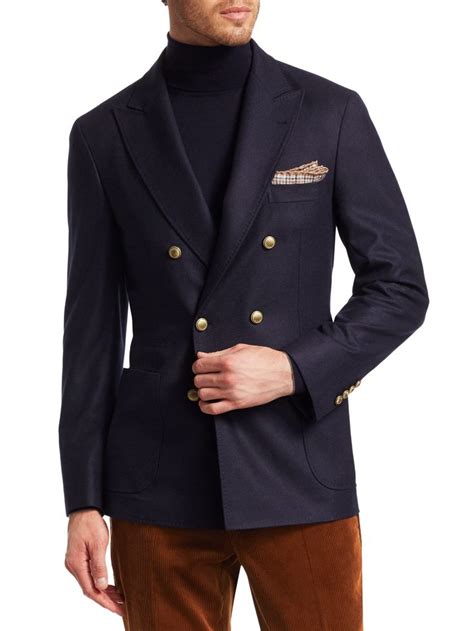 Double Breasted Wool Blend Peak Blazer By Brunello Cucinelli Double Breasted Mens Fashion