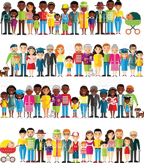 All Age Group Of African American European People Stock Vector Art