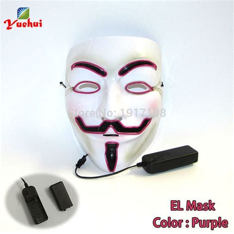 2017 New Glittery Halloween V Vendetta Mask Led Mask Glowing Neon El