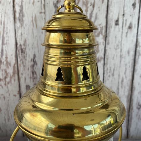 Vintage Brass Ship Us Anchor Lantern Polished Finish Nautical Oil