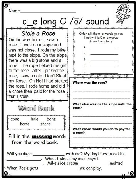 Practice Long O Words With These No Prep Worksheets