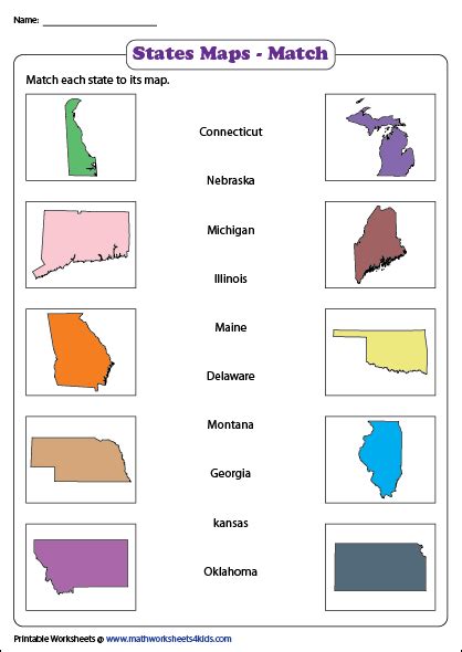 Matching The State With Its Map Map Worksheets Matching Worksheets