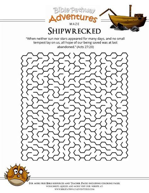 Pauls Shipwreck Bible Mazes Shipwreck Sunday School Activities