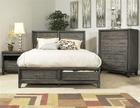 The notion of placing grey into a bedroom create create these pictures, or the picture of a rather manly bedr… Ligna Soho 4 Piece Panel Storage Bedroom Set in Gray Wash