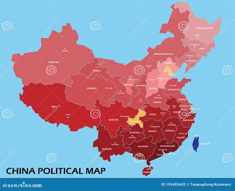 China Political Map Provinces And Administrative Divisions Royalty