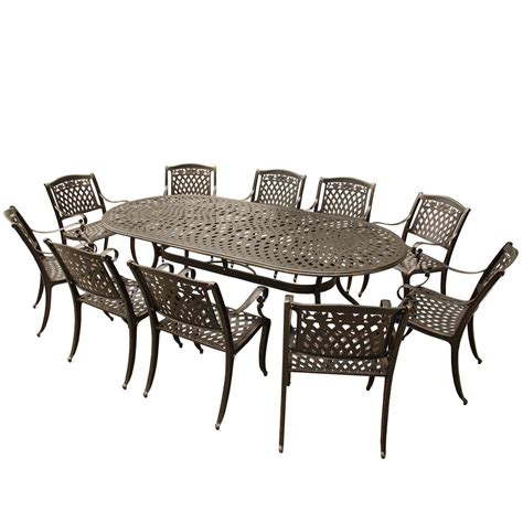 White outdoor table bunnings chairs chair covers zoom decorating. Unbranded Ornate Modern Rose 11-Piece Bronze Aluminum Oval ...