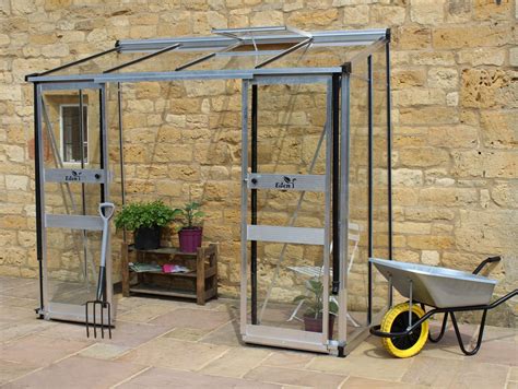 Eden Broadway Silver 4x8 Lean To Greenhouse Toughened Glazing And
