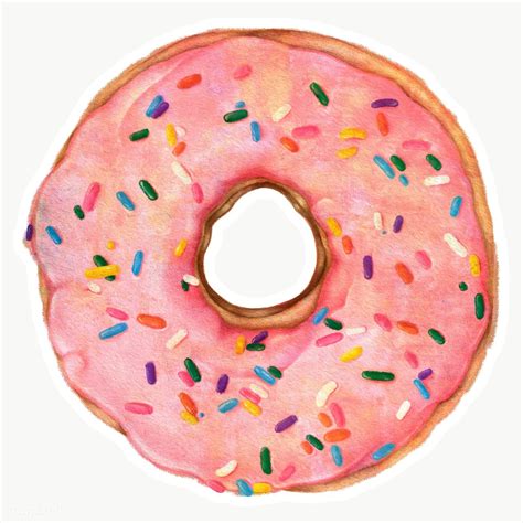 Glazed Pink Doughnut With Sprinkles Sticker Design Element Free Image By