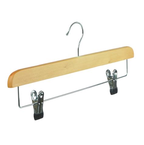 A trouser hanger bar, jacket hanger, 3 chrome shoe bars, tie and belt hanger, a tray organizer for keys or wallet extra engravable name plate included. Extended Wooden Clip Hanger for Trousers and Skirts, 39cm ...