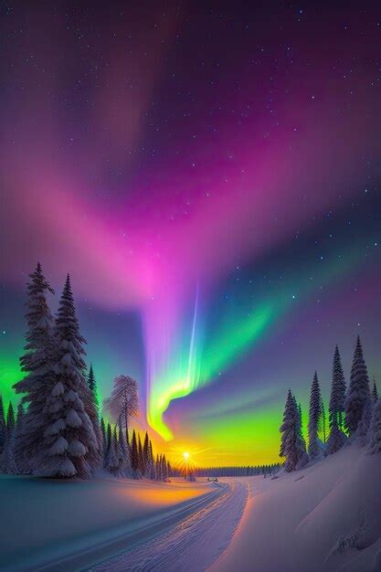 Premium Ai Image Northern Lights Against The Background Of Snowy