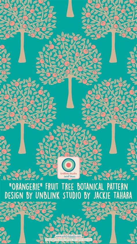 Orangerie Fruit Tree Floral Botanical Surface Pattern Design By