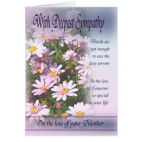 Loss Of Mother With Deepest Sympathy Card Zazzle