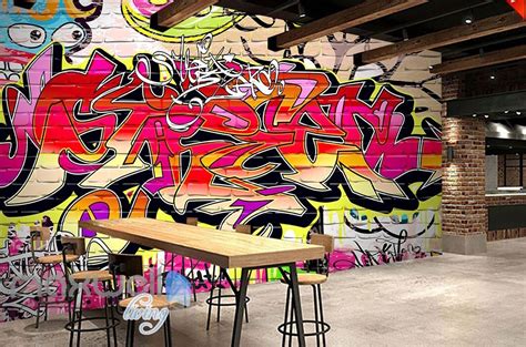 3d Graffiti Abstract Colorful Words Wall Murals Wallpaper