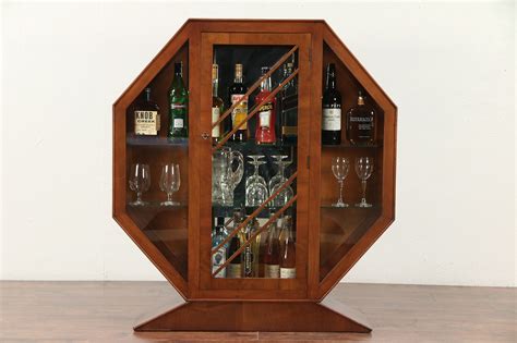 Solid wood frame and composite wood with wood veneer, its natural wood grain, adding just the right amount of detail to any. SOLD - English Art Deco Vintage Octagonal Vitrine or Curio ...