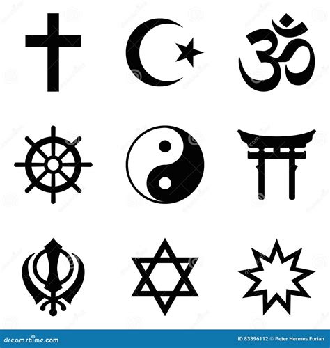 Nine Symbols Of World Religions And Major Religious Groups Stock Vector