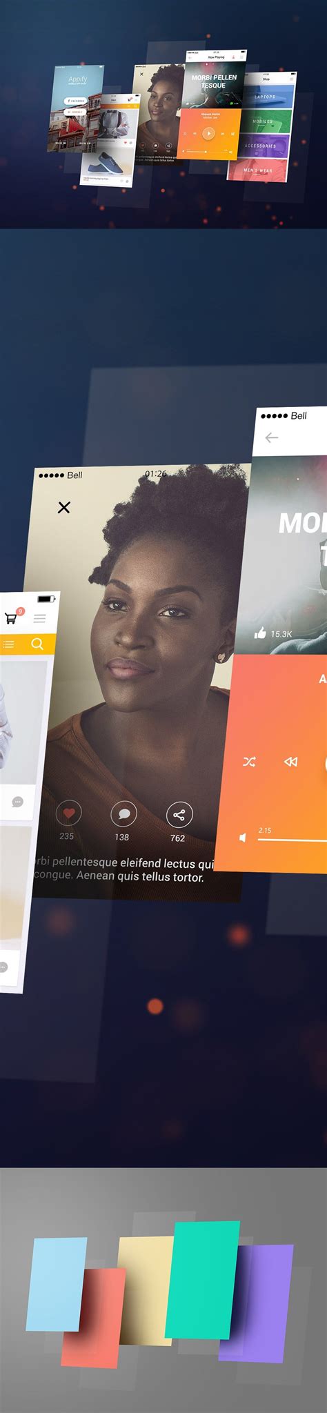 Download Free photoshop mockup of mobile app screens. This is a downloadable free psd file brought to you ...