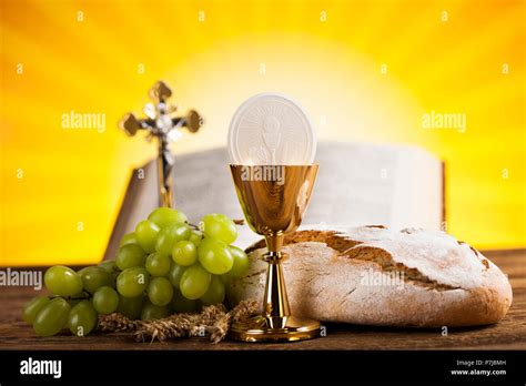 Holy Communion Bread Wine For Christianity Religion Stock Photo Alamy