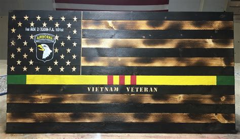 Vietnam Veteran Flag War Flag Military Flag Wood Military Etsy Uk