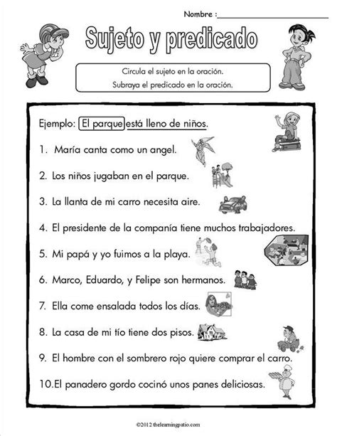 Sujeto Y Predicado Worksheet Escola Sujeto Y Predicado Ejercicios