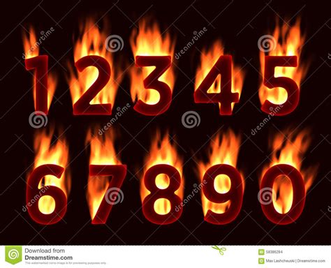 Fire Font Numbers In The Fire Alphabet With Fire Stock Illustration