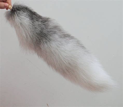 H0nest Huge Fluffy White Gray Fox Tail Fur Cosplay Toy