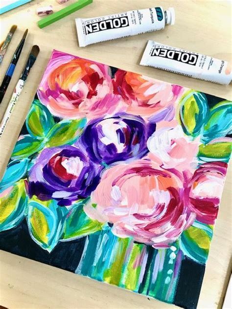 Diy Flowers On Canvas How To Paint Simple Flowers With Acrylic Paint