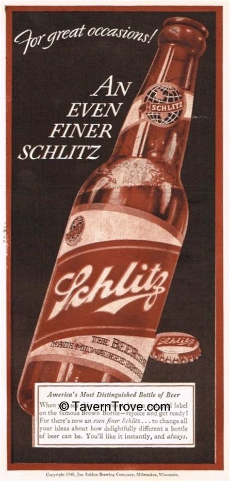 Item 74836 1940 Schlitz Beer Paper Ad