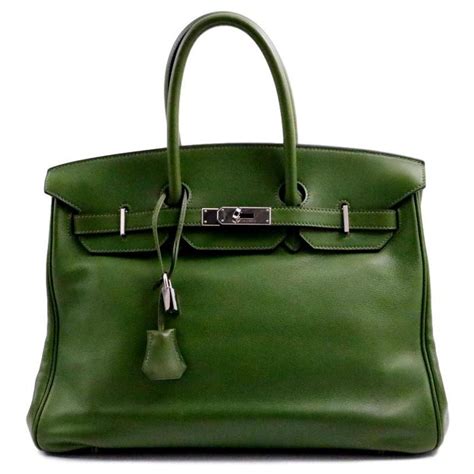 Hermès Hermes Birkin Bag 35 Olive Green Evergrain Calf Leather Square M