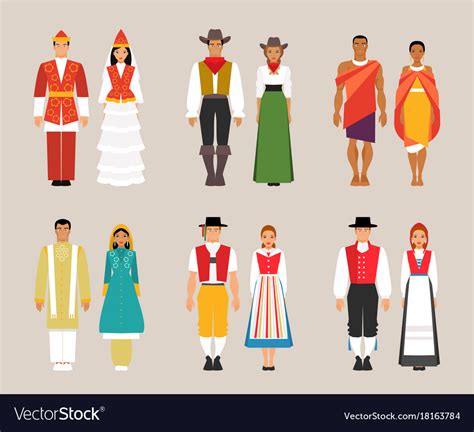 Collection Of National Costumes Royalty Free Vector Image