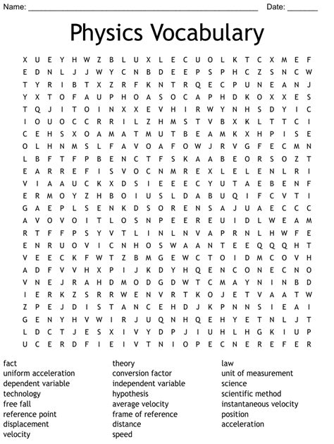Physics Vocabulary Word Search Wordmint