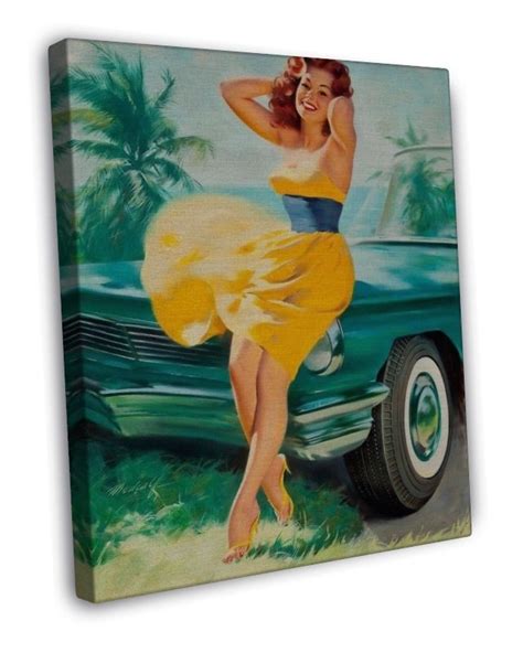 Bill Medcalf Pin Up Girl Art 20x16 Framed Canvas Print