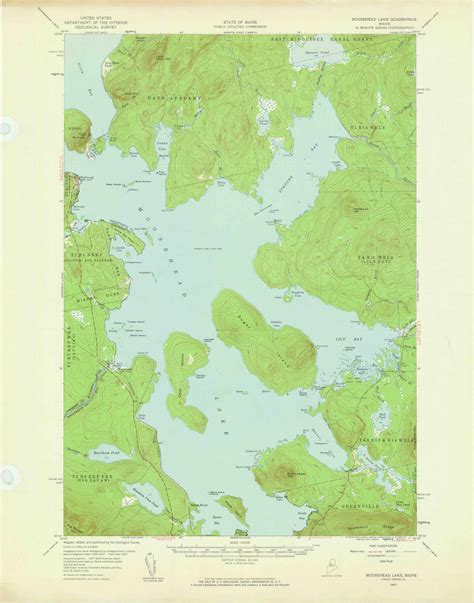 Moosehead Lake Maine 1957 1959 Usgs Old Topo Map Reprint 15x15 Me