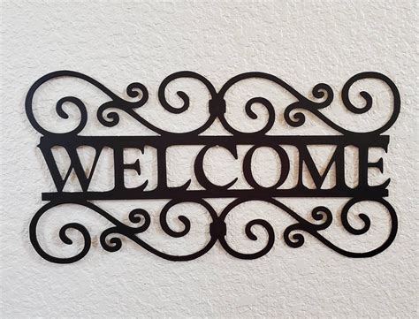 Metal Scroll Welcome Signmetal Wall Decor Welcome Entry Way Etsy