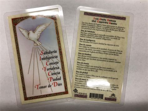 Buy Holy Prayer Cards For The Seven Ts Of The Holy Spirit In Spanish