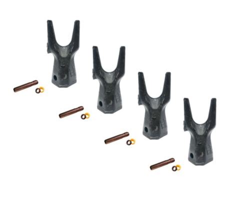 4 Backhoe Bucket Tooth 208 5237 Twin Sharp Tip W Pin Fits Cat Drs230