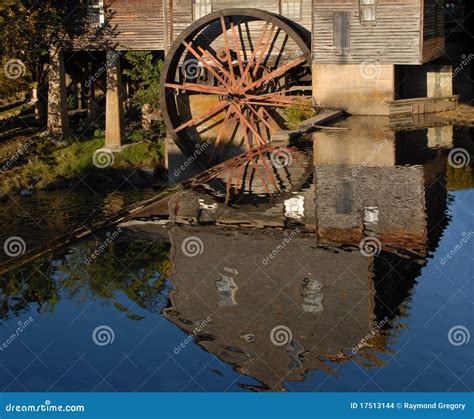 Reflection In The Water Of An Old Grist Mill Stock Photo Image Of