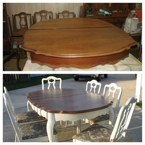 Refinish Dining Room Table Before And After White Base Kitchen
