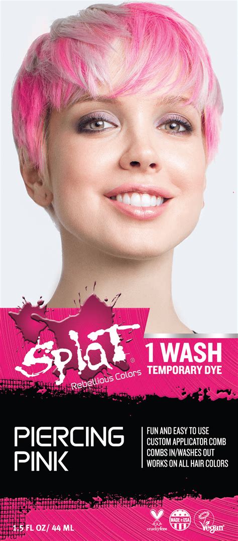 Splat 1 Wash Piercing Pink Hair Color Temporary Bleach Free Pink Hair