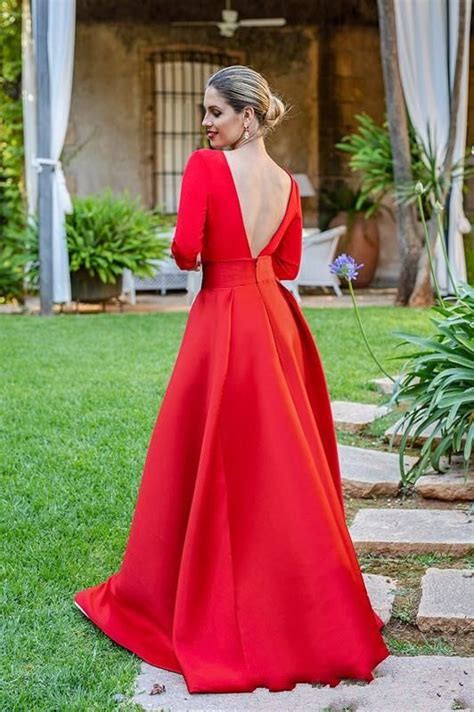 2019 Elegant New Red Jumpsuits Prom Dresses 34 Long Sleeves V Neck
