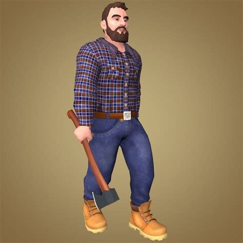 3d Model Lumberjack Vr Ar Low Poly Rigged Animated Cgtrader