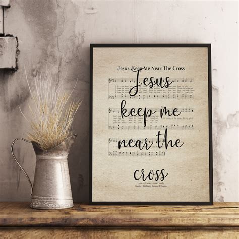 Jesus Keep Me Near The Cross Vintage Hymn Wall Art Print Etsy Uk
