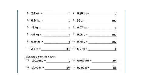 Grade 4 Math Worksheet: Convert lengths, weights and volumes (metric