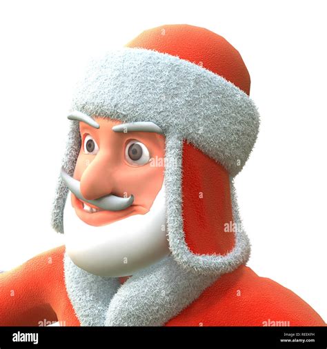 Crazy Cartoon Santa On An Isolated White Background 3d Illustration