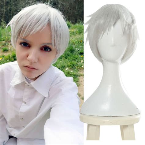 The Promised Neverland Norman Cosplay Wig Short Straight White Hair Usa Ship Ebay