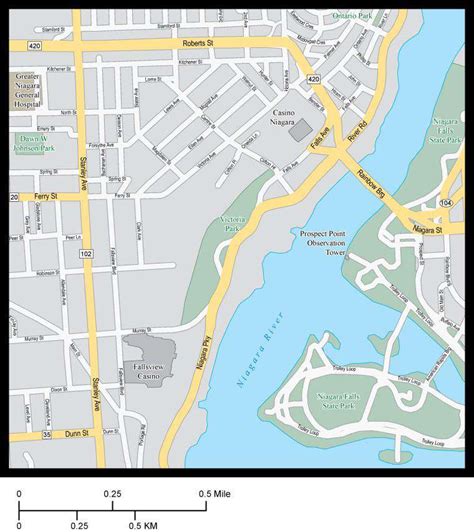 Niagara Falls Map With Local Streets In Adobe Illustrator Vector Format