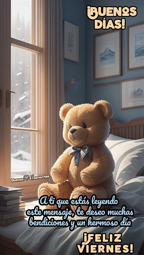A Teddy Bear Sitting On Top Of A Bed In Front Of A Window With The Caption