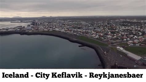 Iceland City Keflavik Reykjanesbaer Drone Fly Over The City Aerial